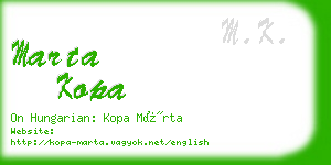 marta kopa business card